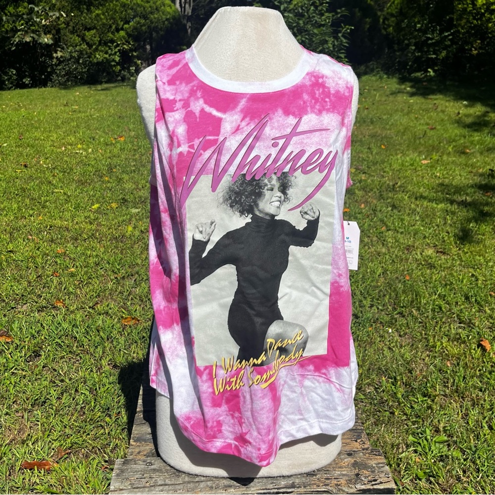 WHITNEY HOUSTON NWT RETRO TIE DIE TANK SHIRT TOP MEDIUM WOMENS